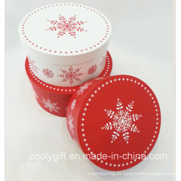 Navidad de impresión de nieve de caja redonda conjuntos de caja